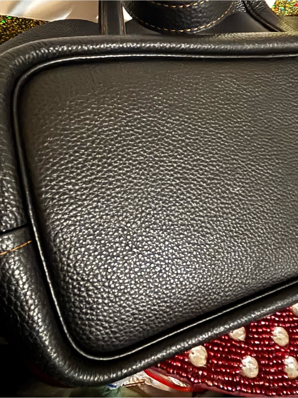 Coach Black Pebbled Leather Tote with Tan Leather Tag - Picture 9 of 16